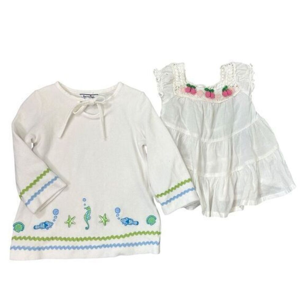 Hartstrings Toddler girl 3T Tunic Terry Top Embroidered Beach Summer Blouse Fish